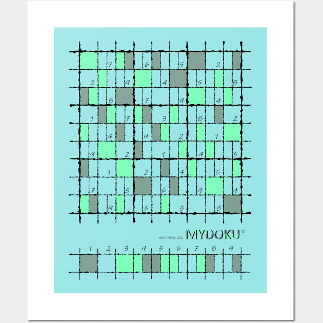 Mydoku_001_V001_002_F: Sudoku, Sudoku coloring, logic, logic puzzle, holiday puzzle, fun, away from screen Wall Art by Mydoku